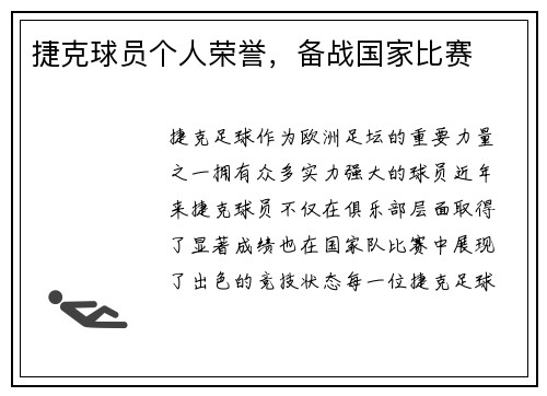 捷克球员个人荣誉，备战国家比赛
